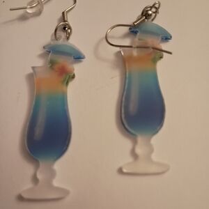 Blue and Orange Cocktail Earrings